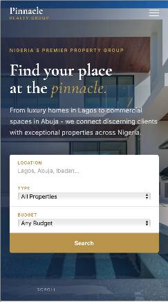 Pinnacle realty Mobile View