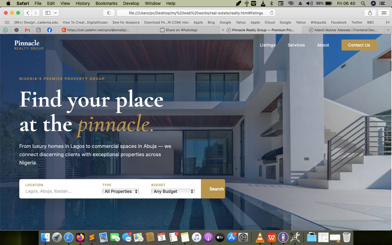 Pinnacle realty Desktop View